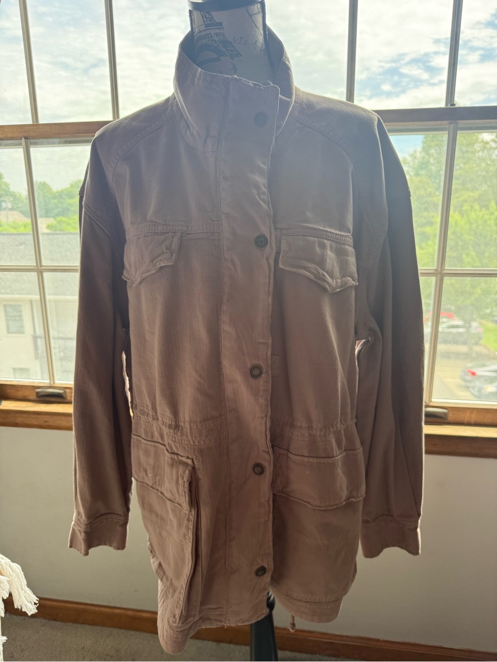We The Free Taupe Utility Jacket with High Collar